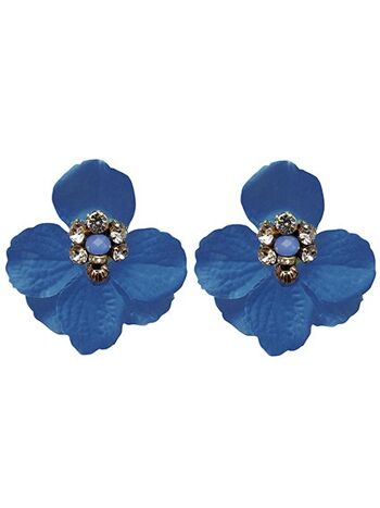 BOUCLES D'OREILLES FLEUR BLEUE