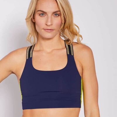 Block Rocker Crop - Navy/Lime