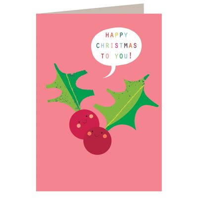 CH06 Cartolina di Natale con bacche di agrifoglio
