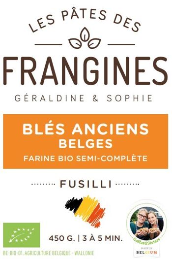 [100% Belge] Pâtes FRANGINES blés anciens (wallonie) - Fusilli INTEGRAL - 450gr 5