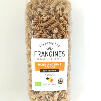 [100% belga] Pasta FRANGINES trigo antiguo (Valonia) - Fusilli INTEGRAL - 450gr