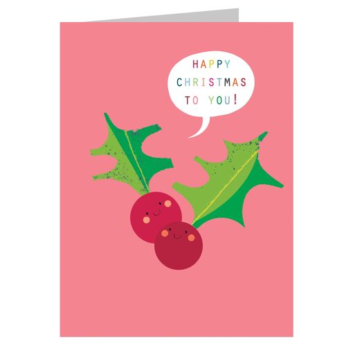 SM58 Mini Holly Berries Christmas Card