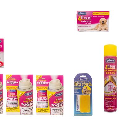 Johnsons Super Flea Bundle Pack Will Treat All Your Anti Flea Needs (Other Options Available On Request) - Large Dog Bundle