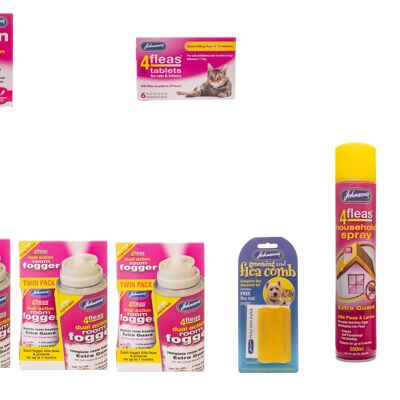 Johnsons Super Flea Bundle Pack Will Treat All Your Anti Flea Needs (Other Options Available On Request) - Cat Over 4kg Bundle