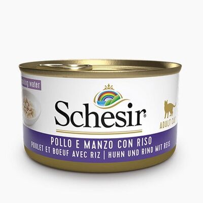 Schesir Wet Cat Food Chicken and Beef with Natural Rice 14 x 85g