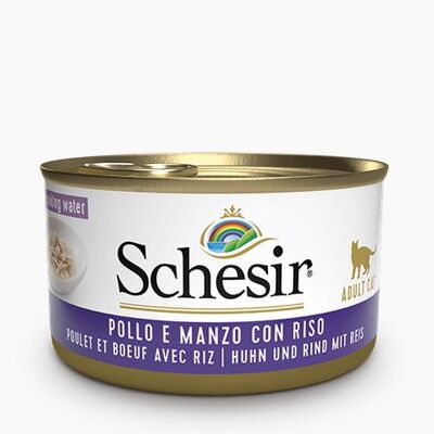 Schesir Wet Cat Food Chicken and Beef with Natural Rice 14 x 85g
