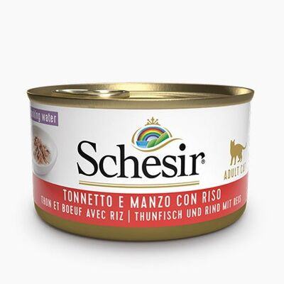 Schesir Wet Cat Food Tuna and Beef with Natural Rice 14 x 85g