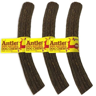 Antos Antler Natural Dog Chew - 3 Pack Deal - Jumbo (270g +) - 3 Pack