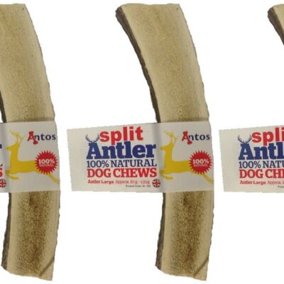 Antos Split Antler 100% Natural Dog Chew - 3 Pack Deal - Large (81g - 120g) - 3 Pack