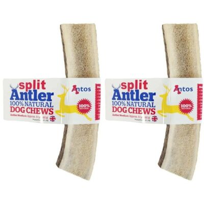 Antos Split Antler 100% Natural Dog Chew - 2 Pack Deal - Medium (51g - 80g) - 2 Pack