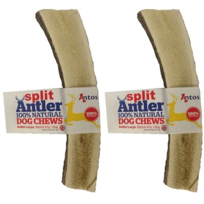 Antos Split Antler 100% Natural Dog Chew - 2 Pack Deal - Large (81g - 120g) - 2 Pack