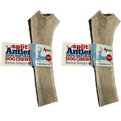 Antos Split Antler 100% Natural Dog Chew - 2 Pack Deal - Extra Large (120g +) - 2 Pack
