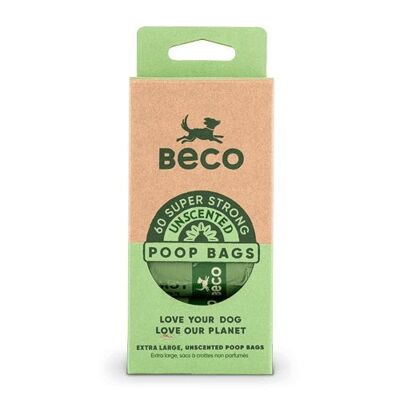 Beco Degradable Poop Bags Unscented, 60 Bags