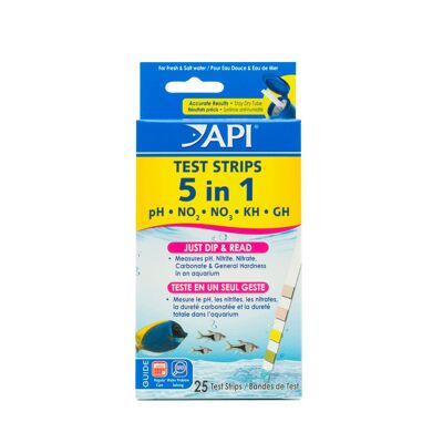 API 5 in 1 Aqurium Test Strips - 25 Count Box OUT OF DATE/CLEARANCE 12/21