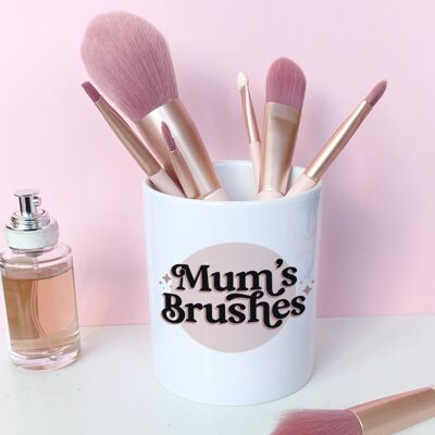 Mum's Brushes Make Up Brush Holder, Ceramic Tidy Pot, Desk Tidy, Mother's Day Gift, Gift For Mum