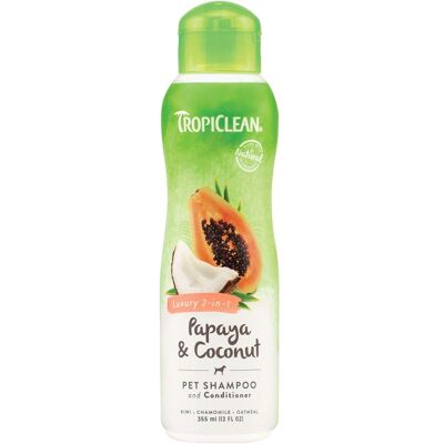 TropiClean Luxury 2-in-1 Papaya & Coconut Pet Shampoo & Conditioner 355ml