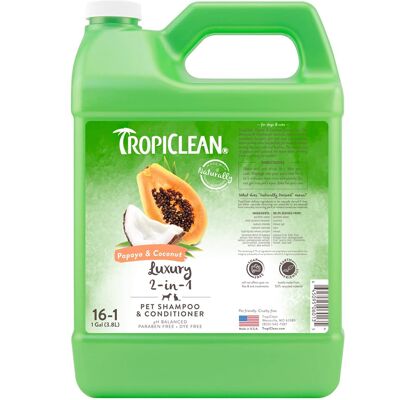 TropiClean Luxury 2-in-1 Papaya & Coconut Pet Shampoo & Conditioner 3.8L