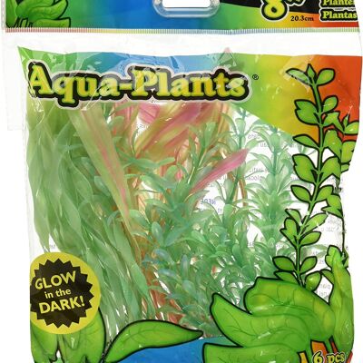 Penn Plax Glow in the Dark Aqua Plants 8" (6 Pack)