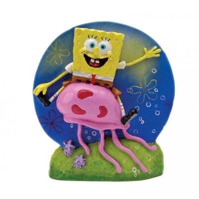 Penn Plax SpongeBob Riding A Jellyfish Aquarium Ornament