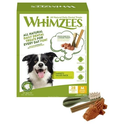 Whimzees Variety Pack Medium, 28 Treats