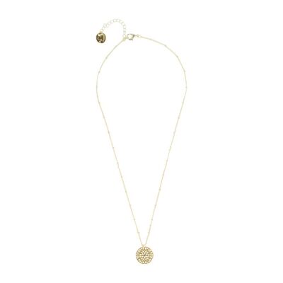 Flower Disc Necklace Gold