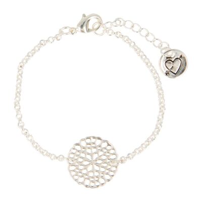 Flower Disc Bracelet Silver