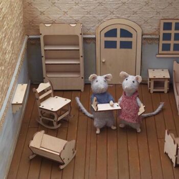 Kit de meubles de maison de poupée bricolage pour enfants - Chambre à coucher (échelle 1:12) - The Mouse Mansion 3