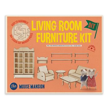 Kit de meubles de maison de poupée bricolage pour enfants - Salon (échelle 1:12) - The Mouse Mansion 1
