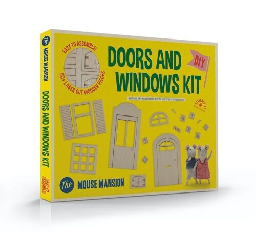 Kids DIY Dollhouse Furniture Kit - Doors & Windows (Scale 1:12) - The Mouse Mansion