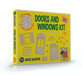 Kit de meubles de maison de poupée bricolage pour enfants - Portes et fenêtres (échelle 1:12) - The Mouse Mansion 1