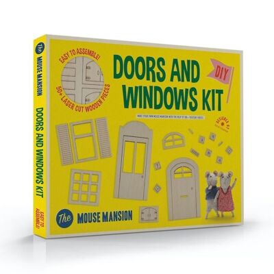 Kit di mobili per casa delle bambole fai-da-te per bambini - Porte e finestre (scala 1:12) - The Mouse Mansion