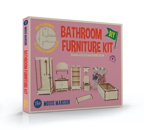 Kids DIY Dollhouse Furniture Kit - Bathroom (Scale 1:12) - The Mouse Mansion