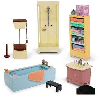 Kit de meubles de maison de poupée bricolage pour enfants - Salle de bain (échelle 1:12) - The Mouse Mansion 3