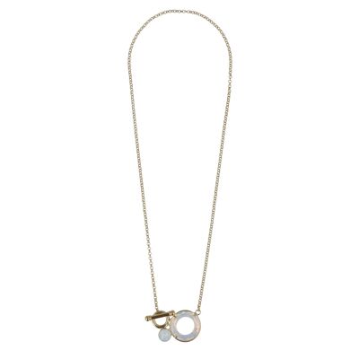 Halo Necklace White Opal - Big