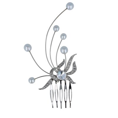 Forever Pearls Hair Comb - Rhodium