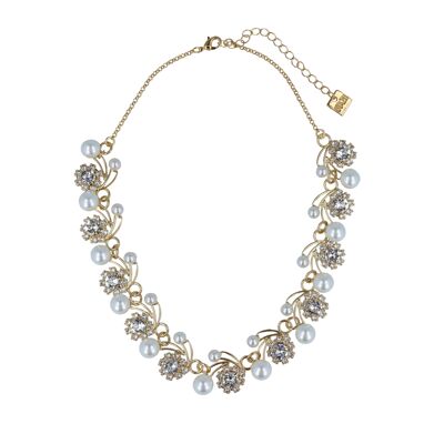 Forever Crystal Pearl Necklace - Gold