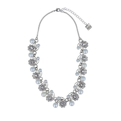 Forever Crystal Pearl Necklace - Rhodium