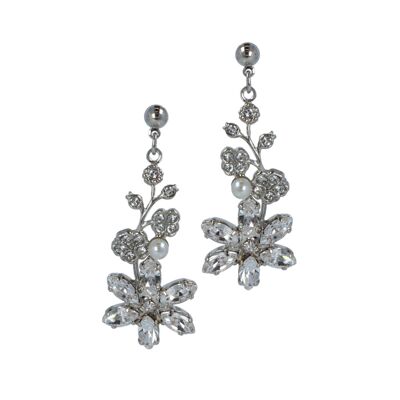 Forever Flower Tendril Earrings - Rhodium