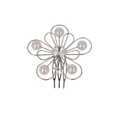 Forever Big Flower Hair Comb - Rhodium