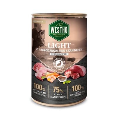 Hundefutter Nassfutter Westho Light 400g (mit 75 % Black Angus Rind & Kaninchen)