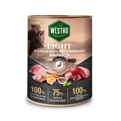 Comida húmeda para perros Westho Light 800g (con 75% de ternera Black Angus y conejo)