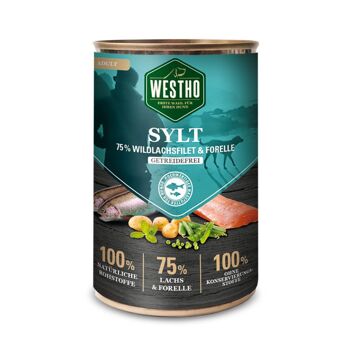 Nourriture humide pour chiens Westho Sylt 400g (avec 75% de saumon sauvage et de truite) 1