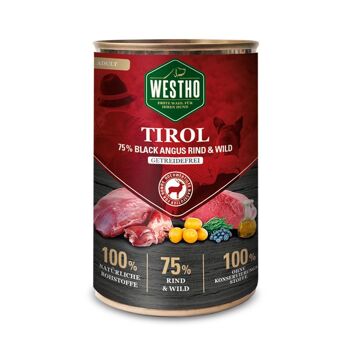 Nourriture humide pour chien Westho Tirol 400g (avec 75% de boeuf Black Angus et gibier) 1