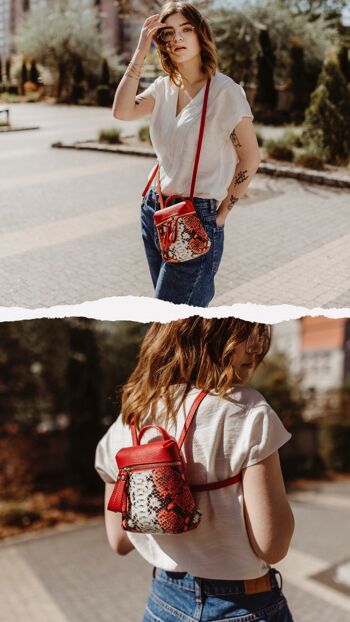 Sac à bandoulière / sac à dos `` JERSEY '', rouge 5