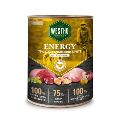 Nourriture humide pour chiens Westho Energy 800g (avec 75% de bœuf Black Angus et de dinde)