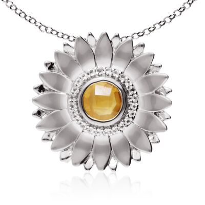 Pendentif filigrane 'Soleil' en argent sterling avec citrine