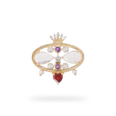 Filigree pendant 'Venus' gold-plated with rose quartz