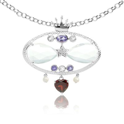 Filigree pendant 'Venus' sterling silver with rose quartz