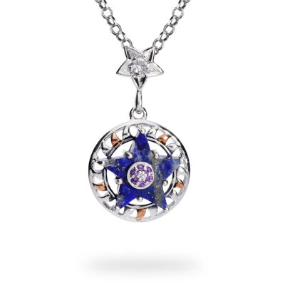 Filigree pendant 'Antares' sterling silver with lapis lazuli