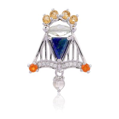 Filigree pendant 'Uranus' sterling silver with lapis lazuli